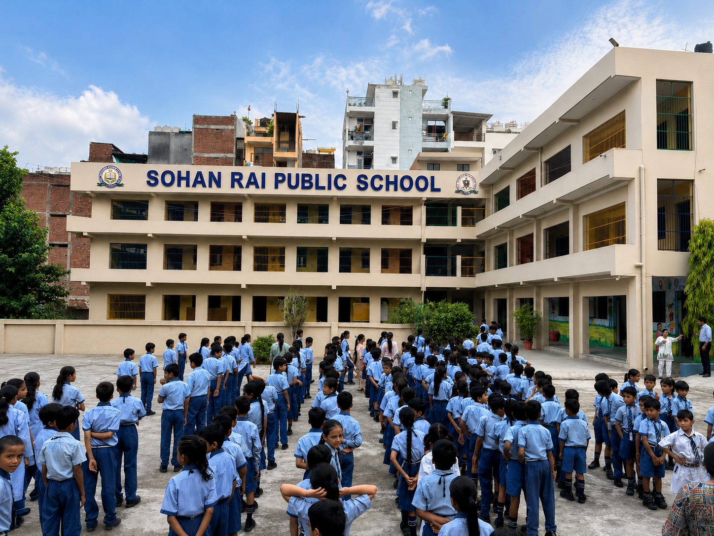 Happy Indian K-10 school students in class
